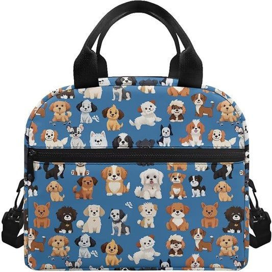 Showudesigns Puppy Dog Lunch Bag for Girls 6-8 8-10 Kids Lunch Box Cute Insulated Lunch Containers with Shoulder Strap Travel Bag Picnic Bags Back to School Office Lunch Tote Kit