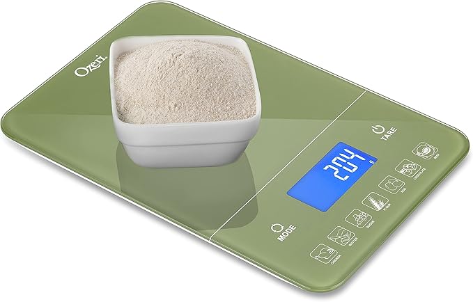 Ozeri Touch III Digital Kitchen Scale with Calorie Counter, 22 lbs (10 kg), Calla Green