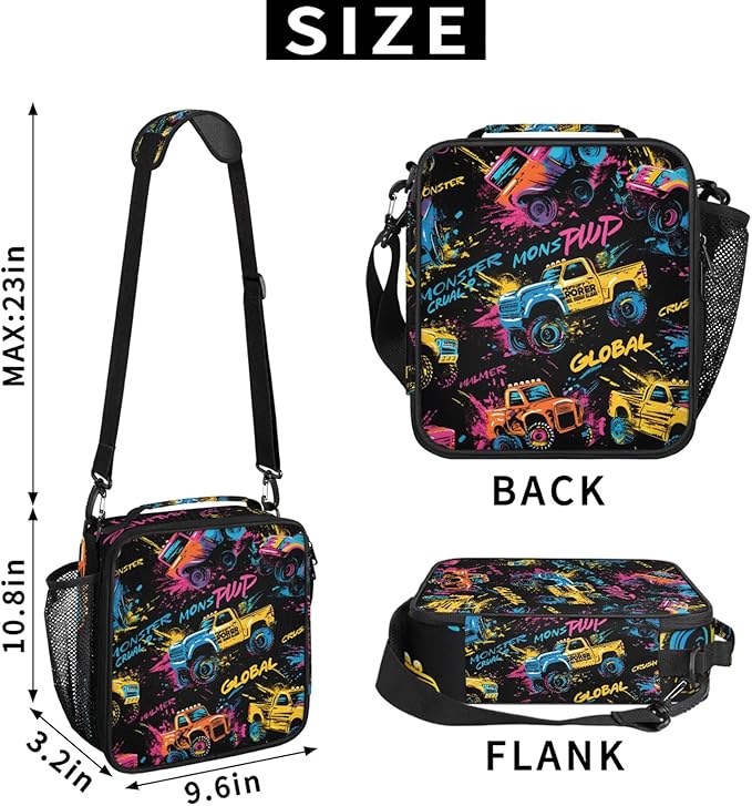 Lunch Bag Personalized Insulated Lunch Bag Reusable Lunch Box Picnic Travel Lunch Tote Bag Snack Bag Truck（22）