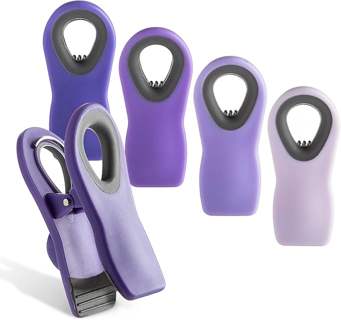 COOK WITH COLOR Magnet Bag Clips - Airtight Food Clips for Bread, Snack, and More (Lavender, Pack of 5)