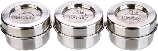 LunchBots Tiny Dips Condiment Containers - Set of 3 - Perfect Portion Cups - Spill Proof Lunch Box Sauce Container with Lid - Food Grade Stainless Steel - 1.5oz - Dishwasher Safe - Stainless Lids