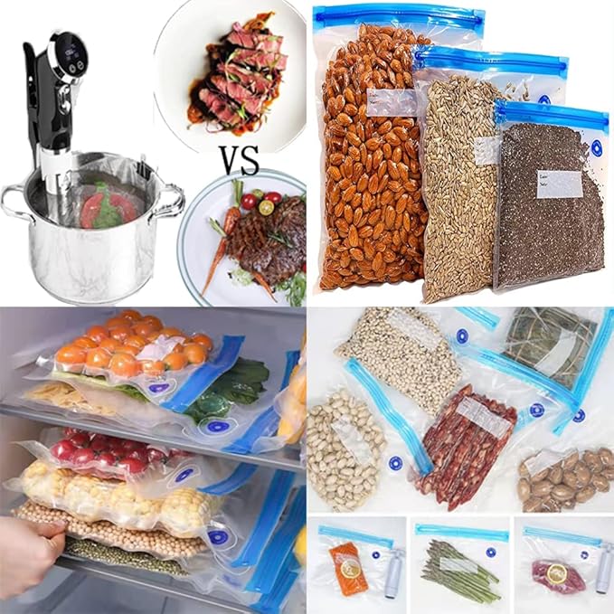 18pcs Sous Vide Bags 2 Sizes Large and Medium Mixed Vacuum Sealer Bags BPA Free Reusable Vacuum Seal Bag Keep Food Flesh