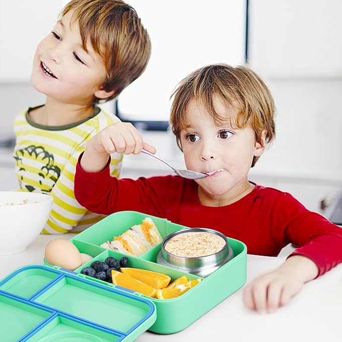 Bento Lunch Box for kids With 8oz Soup Thermo,Leak-proof Lunch Containers with 4 Compartment,Thermo Food Jar, BPA Free,Travel, School