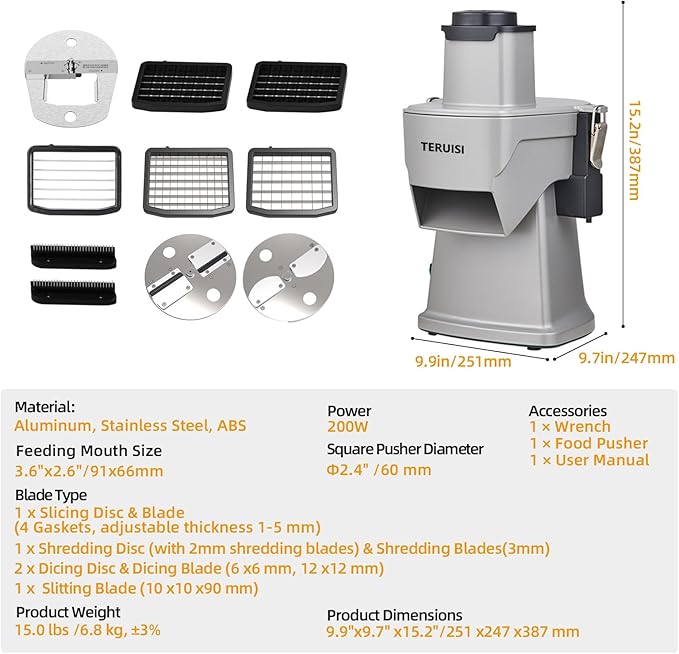 4-In-1 Electric Vegetable Chopper, 200W Vegetable Slicer Food Processor, Veggie Food Cutter With Slicing Shredding Dicing And Striping Function For Commercial Home Use