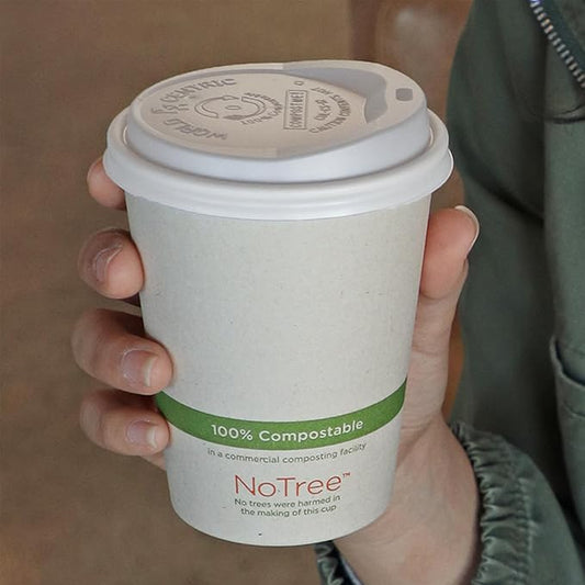 World Centric Compostable Cup Lids 10-20 oz - Made from Plants, Leak-Resistant - 200 Pack