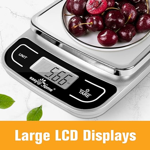Easy@Home Digital Kitchen Scale Food Scale with High Precision to 0.04oz and 11 lbs Capacity, Digital Multifunction Measuring Scale, EKS-202