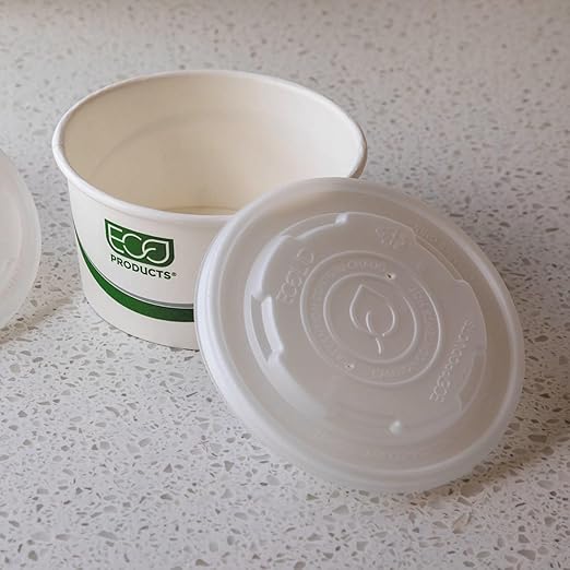 Eco-Products Compostable World Art Soup Container Lids, Case of 500, Fits 12-32oz Soup Containers, Made From CPLA Renewable Plant Based Plastic, For Hot or Cold Food, Clear For Visibility
