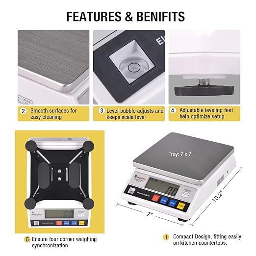 SurmountWay Food Scale 10kg x 0.1g - Portable High Precision Digital Kitchen Scale Grams and Ounces, Weight Counting Scale for Home Kitchen Baking Cooking Coffee