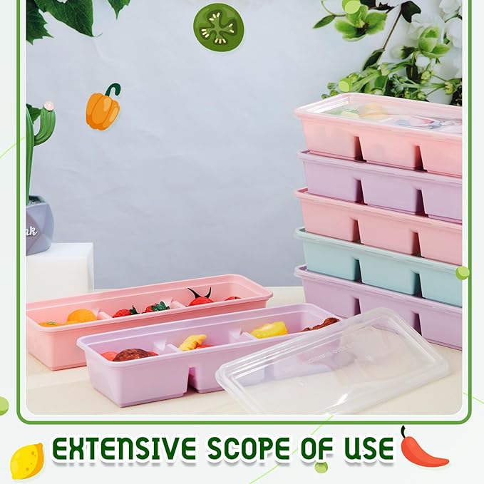 Hushee 10 Pack 17 oz Small Meal Prep Containers 3 Compartments with Lids Disposable Plastic Bento Boxes Travel Lunch Food Boxes Reusable Stackable for Office Picnic (Purple,Pink,Mint Green)