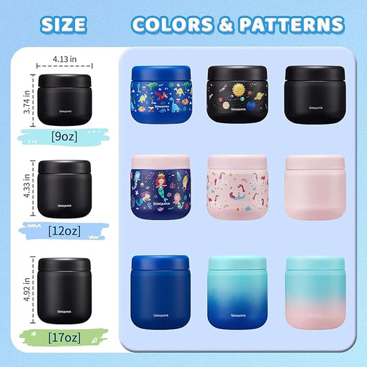 17oz Thermo Food Container w/Lunch Bag - Large Wide Mouth Thermal for Hot Food with BPA-free Folding Spoon, Leak-Proof Soup Jar Lunch Box for Kids Adults School Outdoors