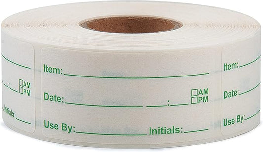 L LIKED 500 Stickers Use by 1 x 2 Inch Dissolvable Labels for Food Containers Prep roll of 500 (Green)