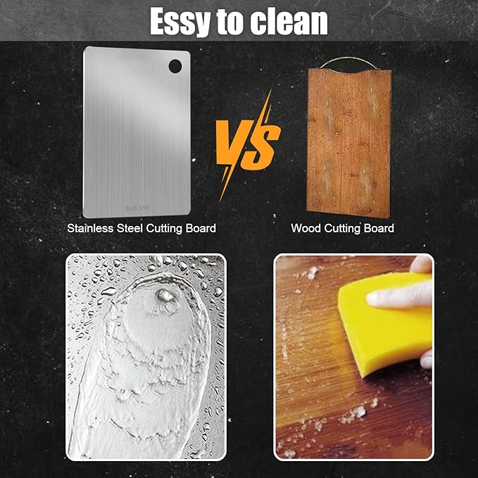 316L Stainless Steel Cutting Boards for kitchen, Katuchef Stainless Steel Chopping Board Non Toxic Food Grade Double Sided Dishwasher Safe Metal Cutting Board for Meat Fruit Vegetables(4PC-S+L+XL+XXL)