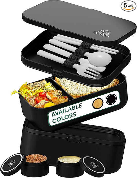 Umami Bento Lunch Box for Adults, 68 oz, Cute Microwave-Safe, Leak-Proof, All-in-One Meal Container, Portion Control, Dishwasher Safe