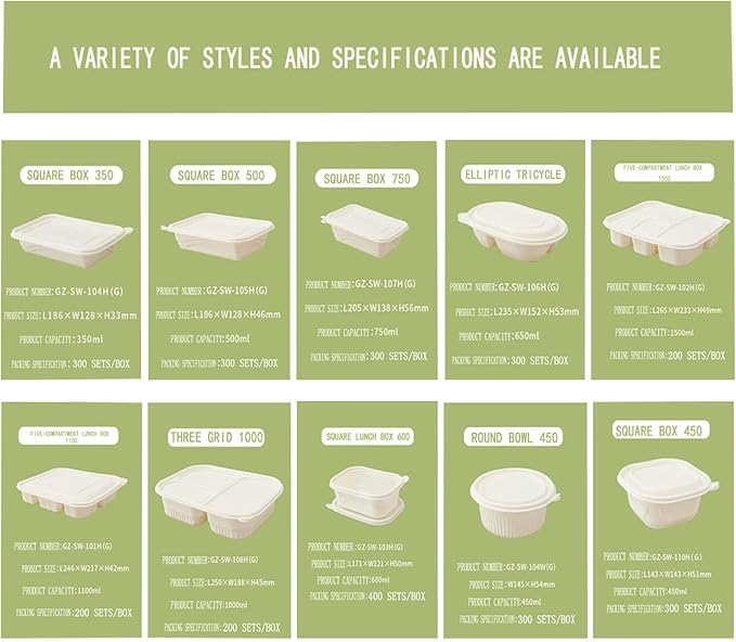 100 compostable take out containers, Heavy duty quality take out containers, environmentally friendly and biodegradable, made of corn starch for takeaway meal prep containers 5.7 * 5.7