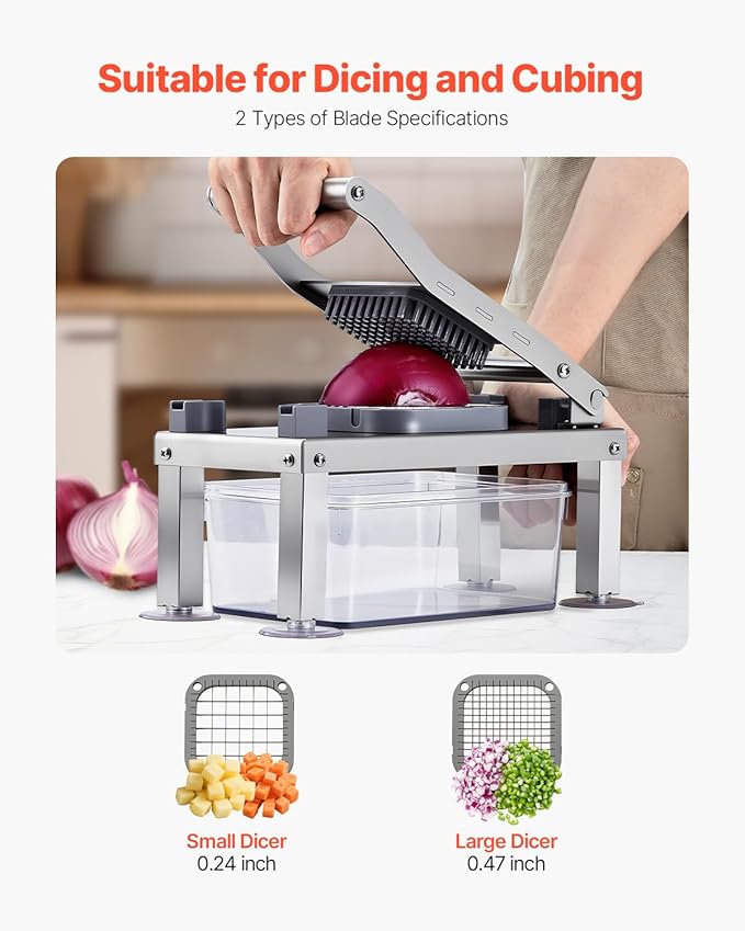 VEVOR Vegetable Chopper Mandoline Slicer, All-in-1 Food Veggie Cutter with 9 Stainless Steel Blades, Cheese Grater Onion Potato Dicer with Container,Salad Spiralizer Kitchen Gadgets&Essentials