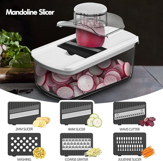 Cambom Vegetable Chopper With Container, Multifunctional Food Chopper Onion & Vegetable Cutter Dicer With 8 Blades, Carrot & Veggie Slicer 8 Blades