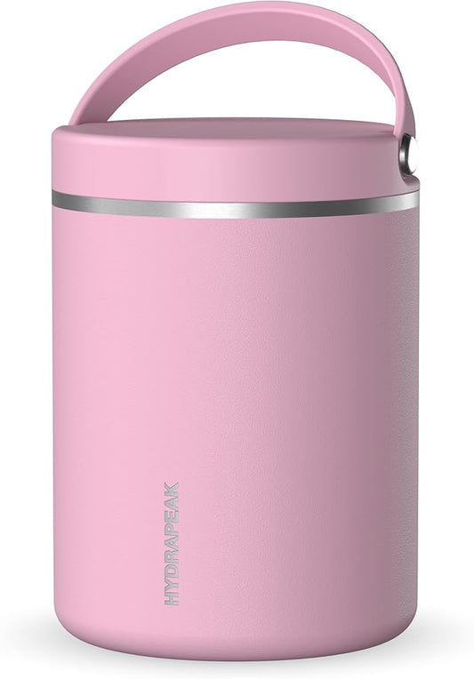 Hydrapeak 32oz Stainless Steel Vacuum Insulated Thermos Food Jar | Thermos for Hot Food and Cold Food, Wide Mouth Leak-Proof Soup Thermos for Adults, 10 Hours Hot and 16 Hours Cold (Cotton Pink)