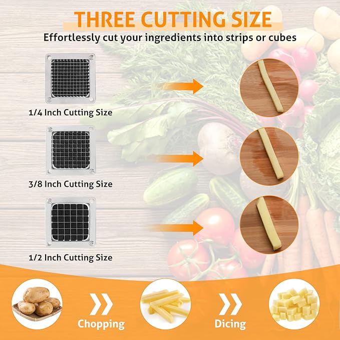 WICHEMI Replacement Chopper Blade 1/4" Blade Commercial Vegetable Chopper Stainless Steel Onion Chopper Dicer Blades and Pusher Block for Tomato Dicer French Fry Cutter