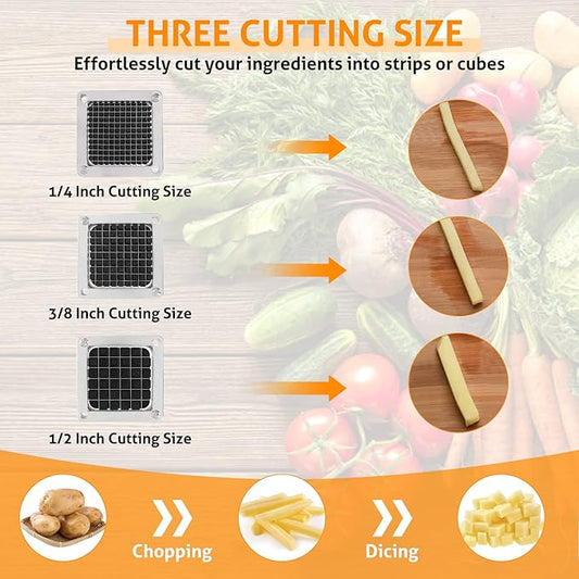WICHEMI Replacement Chopper Blade 3/8" Blade Commercial Vegetable Chopper Stainless Steel Onion Chopper Dicer Blades and Pusher Block for Tomato Dicer French Fry Cutter (2 Pack)