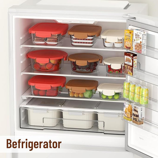 18pcs Glass Food Storage Containers with Lids, Kitchen Large Lunch Fruit Sandwich Storage Containers for Fridge, BPA-Free, Dishwasher&Microwave Safe, Leak-Proof for Meal Prep