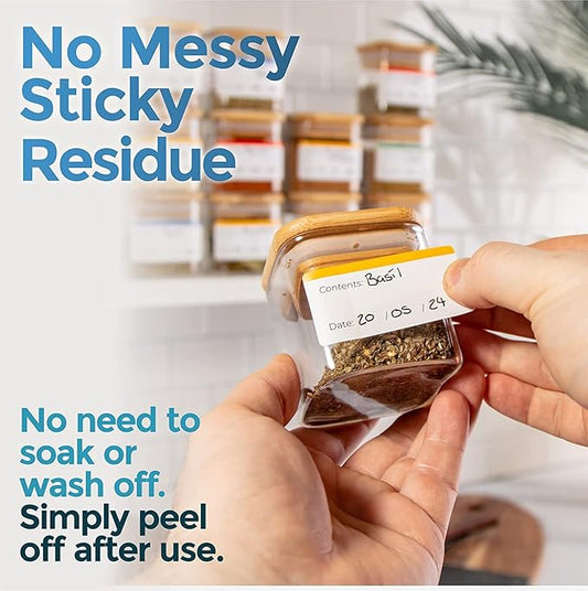 100 Freezer Easy Peel Off - Postage Meter - Color Coding Frozen Food Labels Holders Stickers That Leave No Sticky Residue After Use, Jar Labels - Freezer Label