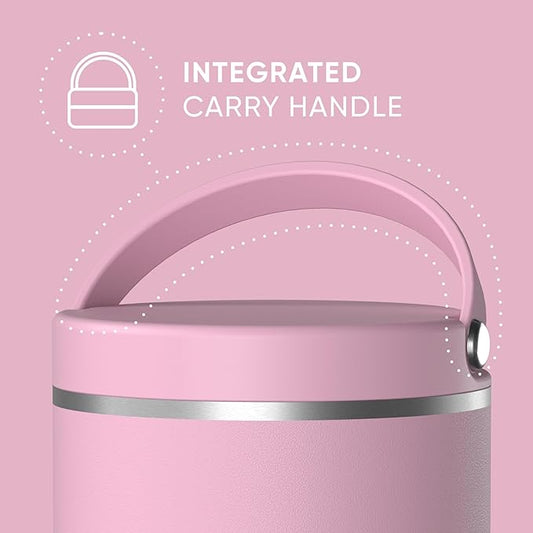 Hydrapeak 32oz Stainless Steel Vacuum Insulated Thermos Food Jar | Thermos for Hot Food and Cold Food, Wide Mouth Leak-Proof Soup Thermos for Adults, 10 Hours Hot and 16 Hours Cold (Cotton Pink)
