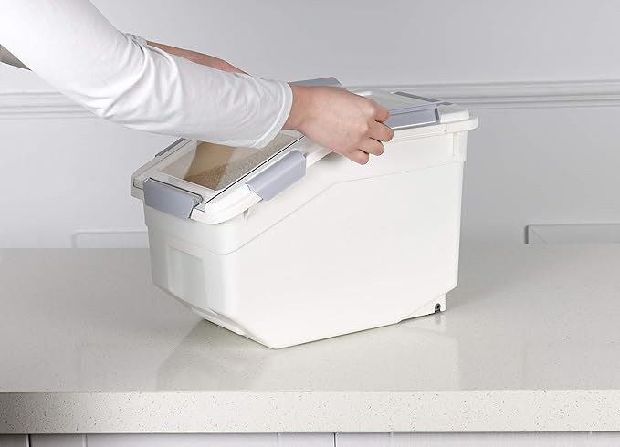 Grain Storage Container 20 lb (10 Liter) with Wheels Seal Locking Lid PP(Pack-2)