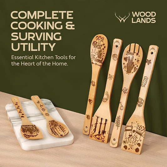 Birthday Gifts for Women – Premium Wooden Spoons for Cooking – Unique 40th Birthday Gifts Women & 50th Birthday Gifts for Her – Stylish Wooden Kitchen Utensil Set for Everyday Use