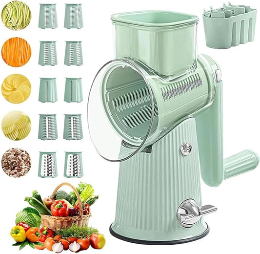 Preservea 5 In 1 Rotary Grater,2025 New Preservia 5 In 1 Rotary Cheese Grater Vegetable Slicer,Preservea 5 in 1 Hand Crank Food Chopper,Easy To Clean Kitchen Gadgets