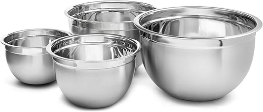 YBM HOME Deep Professional Stainless Steel Mixing Bowls (Set of 4) for Baking, Cooking, and Prepping, Stackable Nesting Bowls for Space Saving Storage, 1170-71-72-73SET
