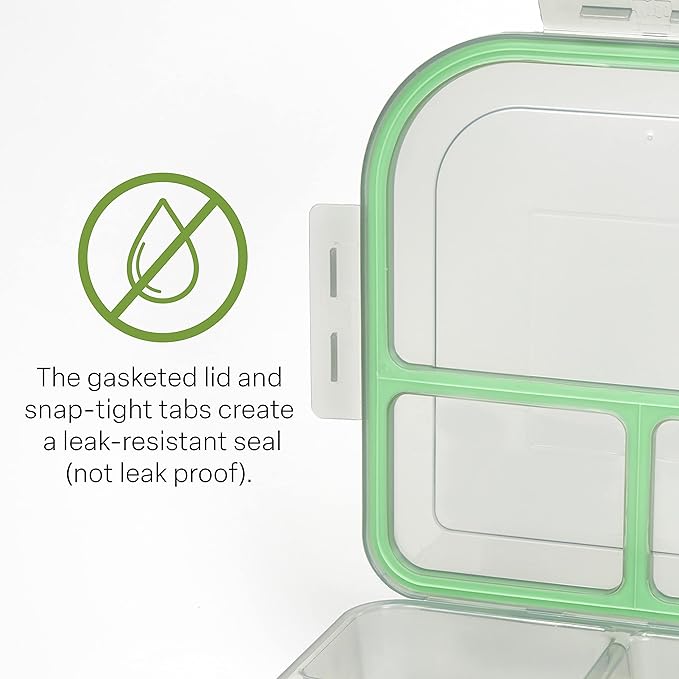Large To-Go 3-Compartment Food Containers, Pack Of 3, 9-3/8" X 9-3/8" X 2-1/2", Reusable, Microwave Safe, NSF Certified, Smoke/Green