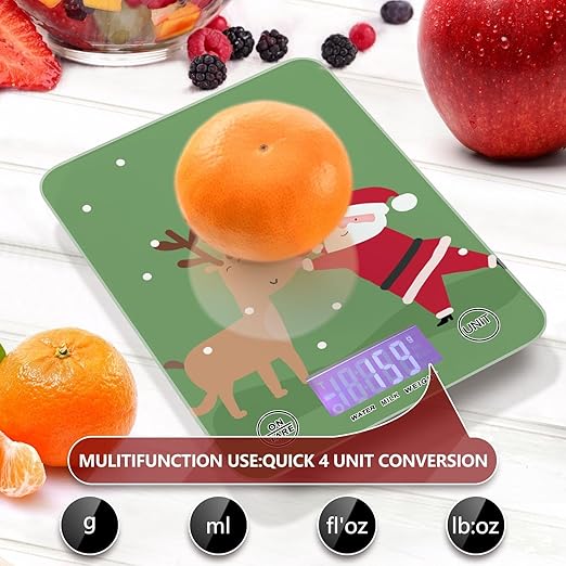 Food Scale Kitchen Scale Food Scales Digital Weight Grams and Ounces Small Electronic Food Scale for Baking Cooking Christmas Santa Claus Deer