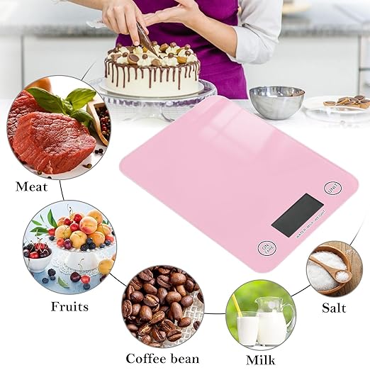 Food Scale Kitchen Scale for Baking Cooking Digital Food Weighing Measuring Scale Small Waterproof Electric Food Scale Pink