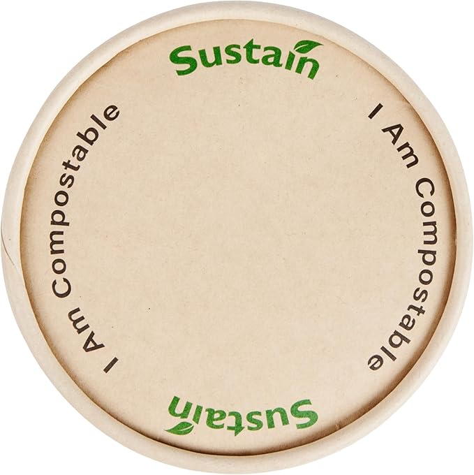 LIDS ONLY: Sustain Round Paper Soup Container Lids, 200 Disposable Ice Cream Cup Lids - Cups Sold Separately, For 8 Ounce Cups, Bamboo To Go Cup Lids, With PLA lining, Compostable - Restaurantware