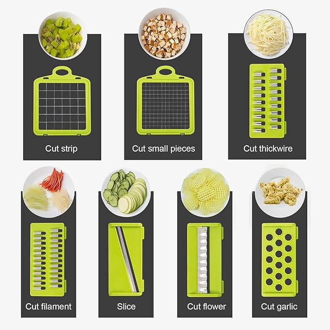 16 in 1 Multifunctional Food Chopper, Vegetable Chopper, Pro Onion Chopper, 8 Blade Vegetable Chopper, Egg Slicer with Container, French Fry Cutter Potatoe