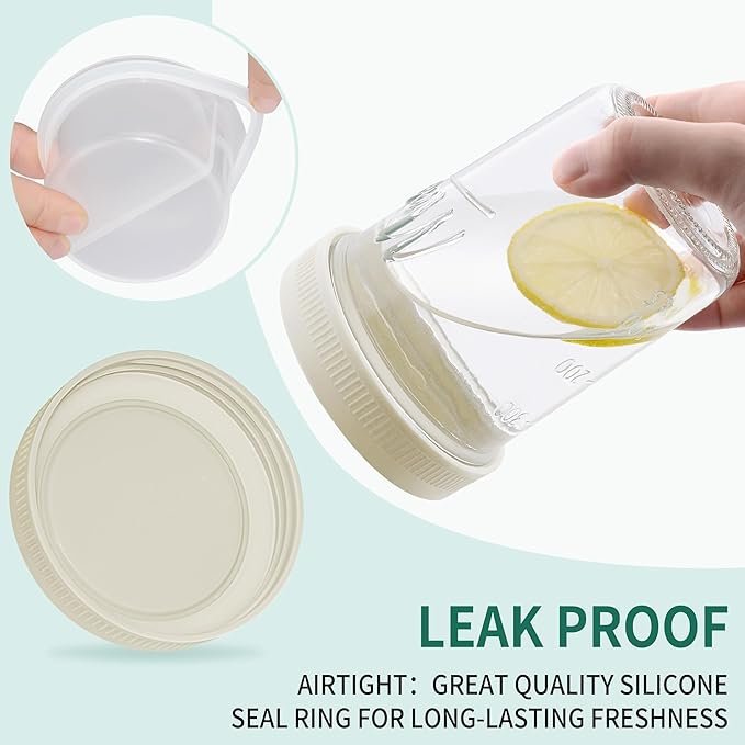 16 oz Overnight Oats Containers with Lids, 2-Pack Leak-Proof Wide Mouth Mason Jars & Separate Compartments for Fruits/Nuts, Airtight Glass Jars for Chia Pudding, Yogurt, Parfait and Salad