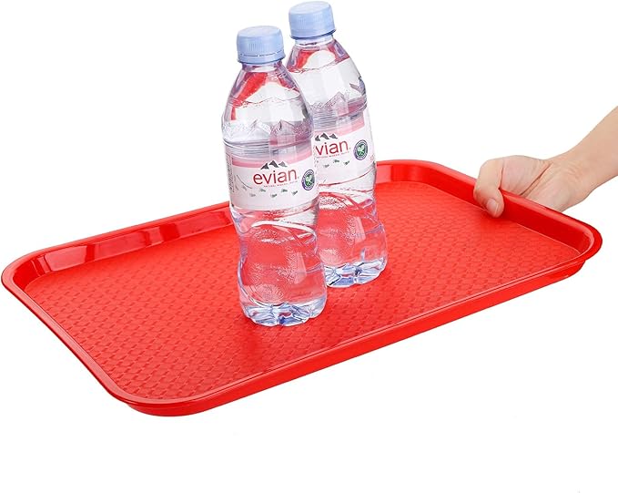 Yarlung 6 Pack Plastic Fast Food Trays, 16x12 Inches Restaurant Serving Trays Set for Coffee Table, Kitchen, Party, 6 Colors