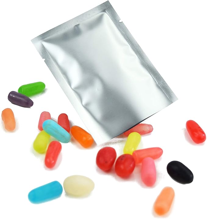 QQ Studio 100 PCS Metallic Mylar Foil Open Top Sealable Bags (8x12cm(3.1x4.7"), 100x Silver)