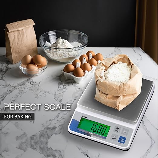 Polit Food Kitchen Scale KT-66, 18lb/8Kg Digital Kitchen Scale Weight Gram Ounce 0.5g/0.01oz Accuracy, Premium Stainless Steel with LED Display, 5 Units for Baking and Cooking (Power Adaptor Included)