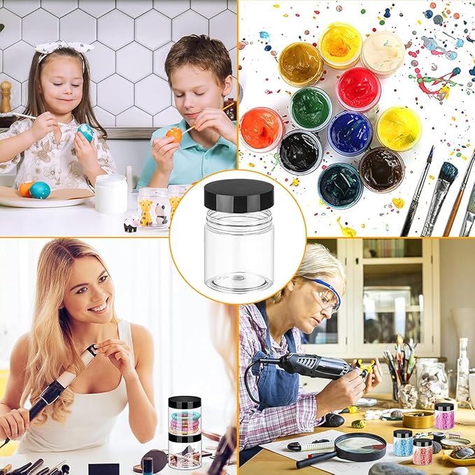24 Pack Plastic Jars With Lids 12 OZ PET Plastic Jars Round Plastic Slime Storage Jars Wide Opening Clear Empty Plastic Jars with Screw On Lids For Dry Food Kitchen Craft Storage