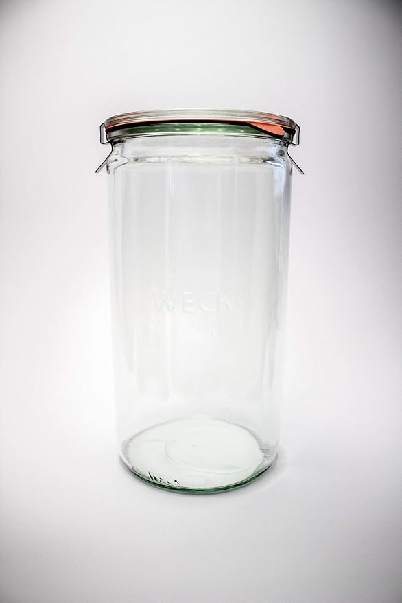 Weck Jar 974 - 1.5L Glass Jars with Large Storage Capacity - Preserving Jars with Airtight Lids Suitable for Pickling - Heat Resistant Canning Jars - Microwave Safe - (1 Jar with Glass Lid) 54 fl. oz
