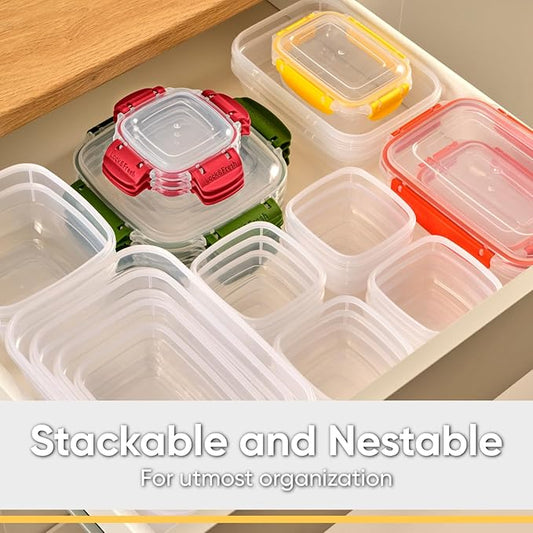 Superio Plastic Food Storage Containers with Airtight Lids, 4 Pack- 16 Oz, BPA Free, Leakproof, Stackable, Microwave, Dishwasher, Freezer Safe, Orange