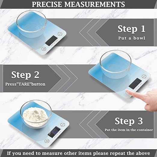 Food Scale Kitchen Scale for Baking Cooking Digital Food Weighing Measuring Scale Small Waterproof Electric Food Scale Gradient Blue