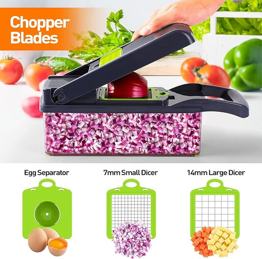 APSARAS USA Pro 15 in1 Vegetable Chopper, Onion Chopper, Food Chopper with Container, Vegetable Cutter & Spiralizer for Onion Salad, Slicer&Spiralizer(Home Essential Gadget&Kitchen) 1.5L