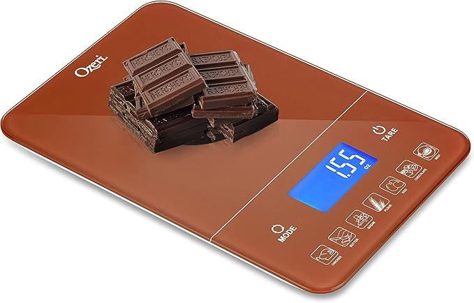 Ozeri Touch III Digital Kitchen Scale with Calorie Counter, 22 lbs (10 kg), Burnt Ochre