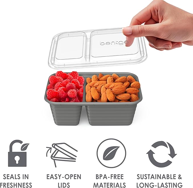Bentgo Prep 60-Piece Variety Meal Prep Kit - Reusable Food Containers 1-Compartment Trays, Prep Bowls, & Snack Boxes for Healthy Eating - Microwave, Freezer, & Dishwasher Safe (Gleam Metallics)