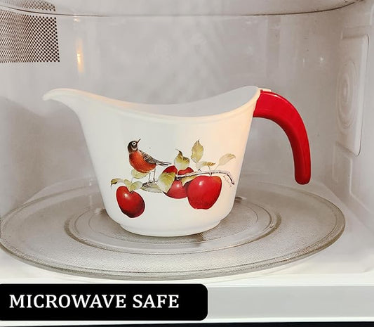 Reston Lloyd, Batter Bowl With Pour Spout, Non-Slip Base, Erogonomic Space Saving Detachable Handle, 2 QT Heavy Duty BPA-Free Microwave & Dishwasher Safe, Harvest Apples