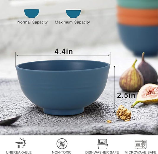 wheat straw small bowls 10oz set of 8 - Unbreakable Dessert Bowls set for kids - Mini Bowls for Ice Cream,Snack and Fruits - Microwave & Dishwasher Safe Appetizer Bowls