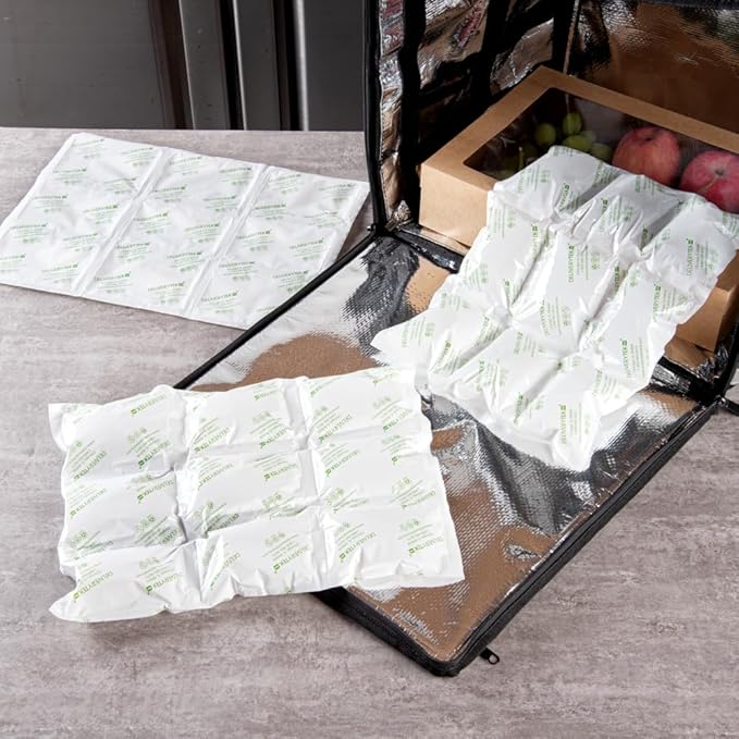 Restaurantware Delivery Tek 15.4 x 11.4 Inch Ice Sheets 10 Durable Cold Packs - Easy-To-Use Design Leakproof Plastic Shipping Ice Packs Reusable For Frozen Meat Vegetables or Beverages