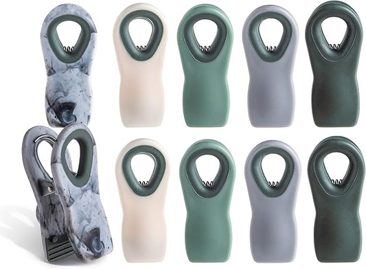 COOK WITH COLOR Bag Clips with Magnet - Chip Clips and Food Bags with Airtight Seal Grip (Green Ombre, Pack of 10)